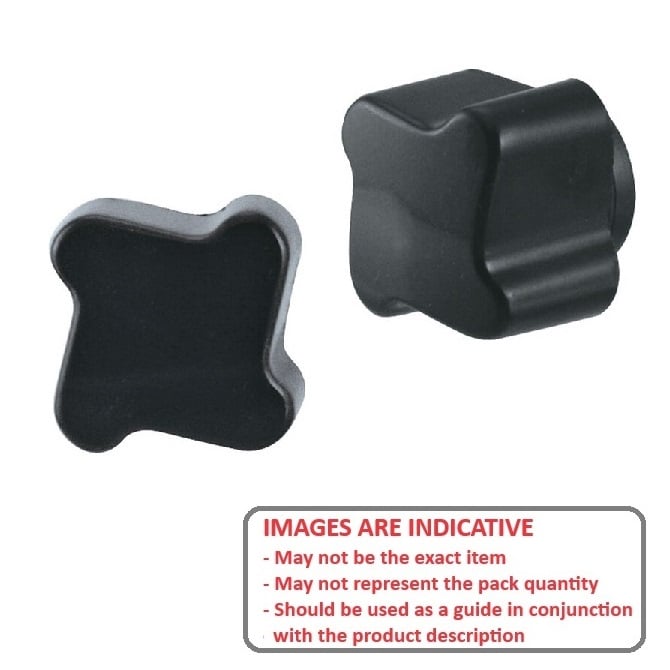 Four Lobe Knob    1/4-20 UNC x 24.9 x 9.9 mm  - Brass Insert Phenolic - Black - Female - MBA  (Pack of 1)