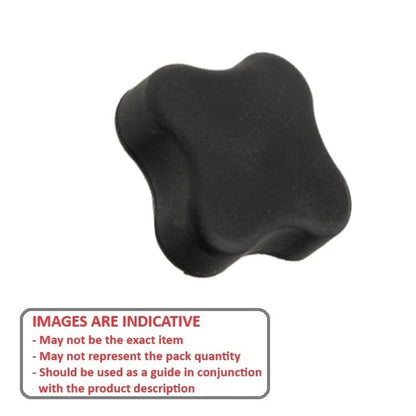 Four Lobe Knob    3/8-16 UNC x 63.5 x 12.7 mm  - Zinc Plated Brass Insert Thermoplastic - Black - Female - MBA  (Pack of 1)