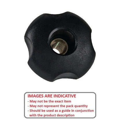 Four Lobe Knob    5/8-11 UNC x 80.01 x 23.9 mm  - Through Hole Brass Insert Thermoplastic - Black - Female - MBA  (Pack of 1)