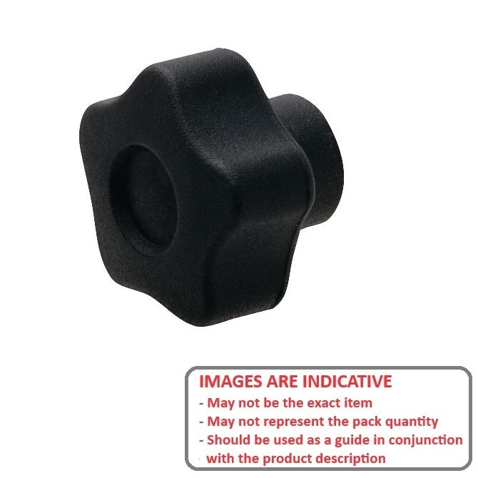 Five Lobe Knob    1/2-13 UNC x 62.99 x 20.1 mm  - Brass Insert Plastic - Black - Female - MBA  (Pack of 1)