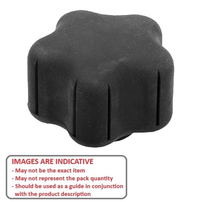 Five Lobe Knob    1/4-20 UNC x 38.61 x 12.7 mm  - Plated Brass Insert Thermoplastic - Black - Female - MBA  (Pack of 1)