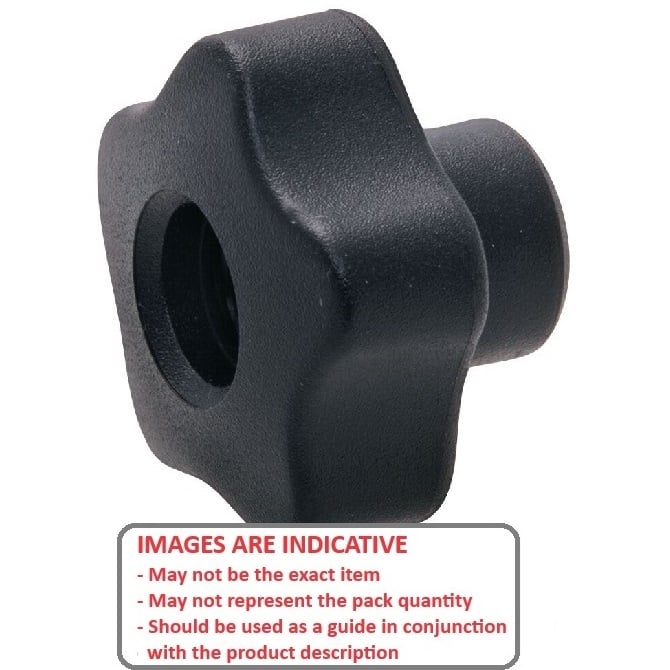 Five Lobe Knob    1/213 UNC x 63 mm  - Black Plastic Insert Plastic with Black Insert - Black - Female - MBA  (Pack of 1)