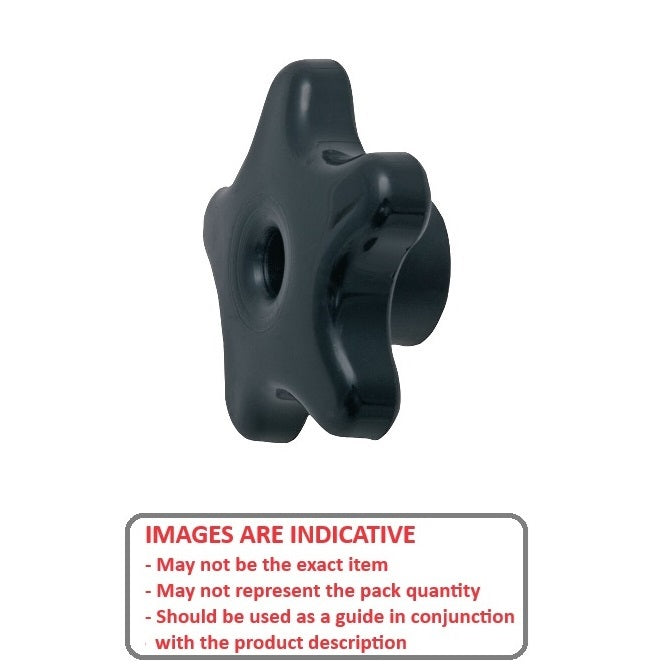 Five Lobe Knob    3/8-16 UNC x 57.15 x 25.4 mm  - Steel with Knob Lock Insert Polypropylene - Black - Female - MBA  (Pack of 1)