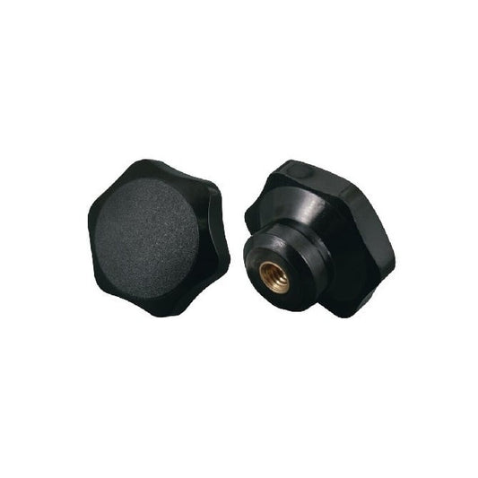 Six Lobe Knob    Blank x 82.04 x 30 mm  - Steel Insert Phenolic - Black - Female - MBA  (Pack of 1)