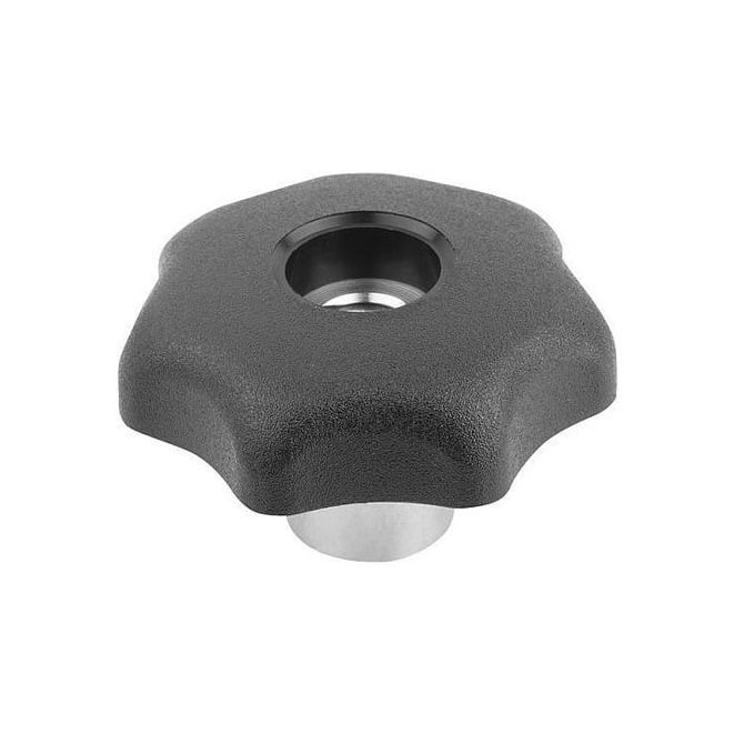 Seven Lobe Knob    M8 x 40 mm  - Steel Hub Insert Thermoplastic - Black - Female - MBA  (Pack of 1)