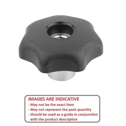 Seven Lobe Knob    M12 x 63 mm  - Steel Hub Insert Thermoplastic - Black - Female - MBA  (Pack of 1)