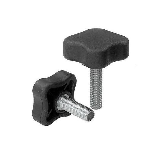 Four Lobe Knob    1/4-20 UNC x 20.07 x 13 mm  - Plated Steel Insert Thermoplastic - Black - Male - MBA  (Pack of 1)