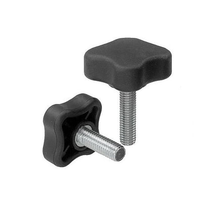 Four Lobe Knob   10-24 UNC x 20.07 x 19.1 mm  - Plated Steel Insert Phenolic - Black - Male - MBA  (Pack of 1)