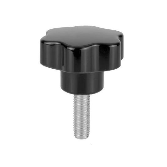 Six Lobe Knob    1/4-20 UNC x 30 x 13 mm  - Plated Steel Insert Thermoplastic - Black - Male - MBA  (Pack of 1)