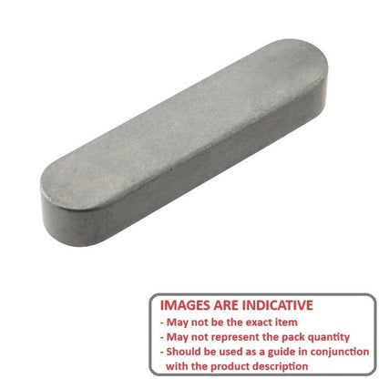 Machine Key    4 x 4 x 40 mm  - Rounded Ends Carbon Steel C45K Trivalent Zinc - Standard - ExactKey  (Pack of 5)