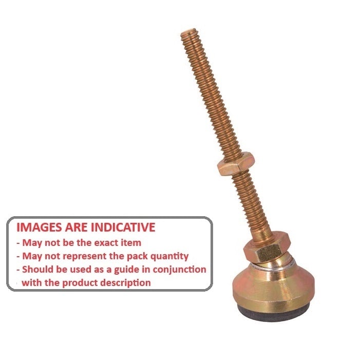 Levelling Mount    M16 x 64 x 11.2 - 2040kg  - Socket Gold Chromate with Rubber Pad - MBA  (Pack of 1)