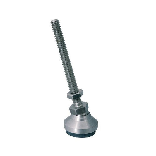 Levelling Mount M10 x 60 x 36 - 50kg  - Stud 304 Stainless with Rubber Pad - Swivel - MBA  (Pack of 1)