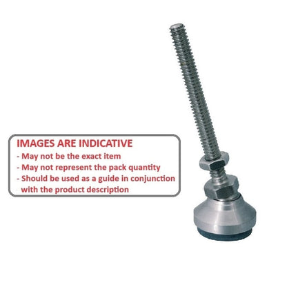 Levelling Mount M12 x 60 x 37 - 600kg  - Stud Zinc Plated Steel with Rubber Pad - Swivel - MBA  (Pack of 4)