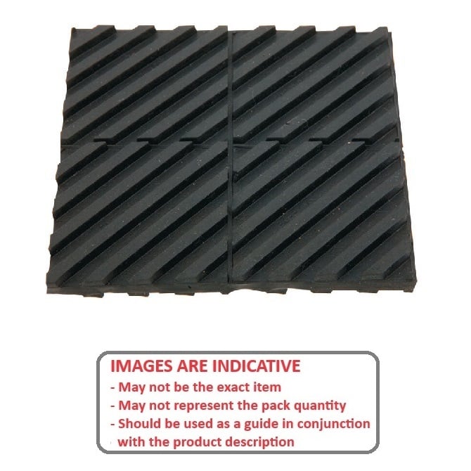 Mounting Pads  304.8 x 304.8 x 7.93 Light Duty  -  Neoprene Rubber - Ribbed Pattern - MBA  (Pack of 5)