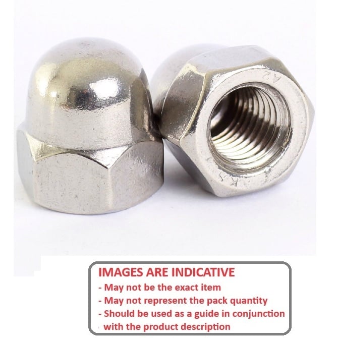 Dome Nut    M12 mm  -  Stainless 316 - A4 - MBA  (Pack of 5)