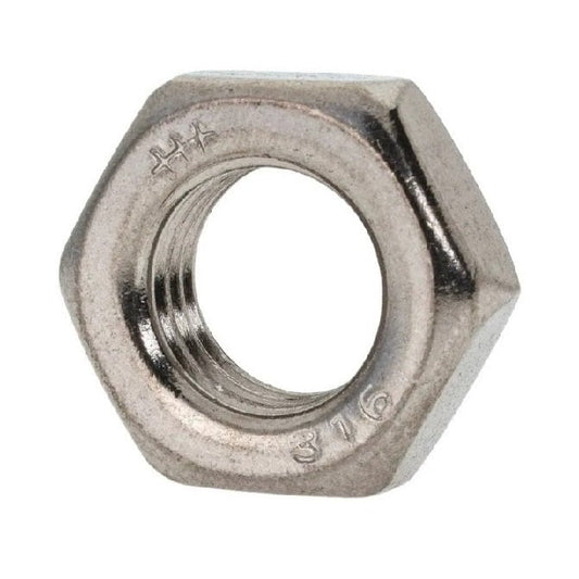 Hexagonal Nut    M6  - Half Stainless 316 - A4 - MBA  (Pack of 20)