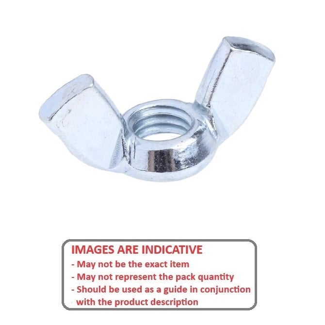 Wing Nut    M12 mm  -  Steel Zinc Plated - MBA  (Pack of 100)