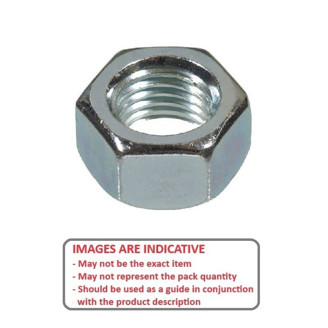 Hexagonal Nut 3/16-24 BSW Steel Zinc Plated - MBA  (Pack of 10)