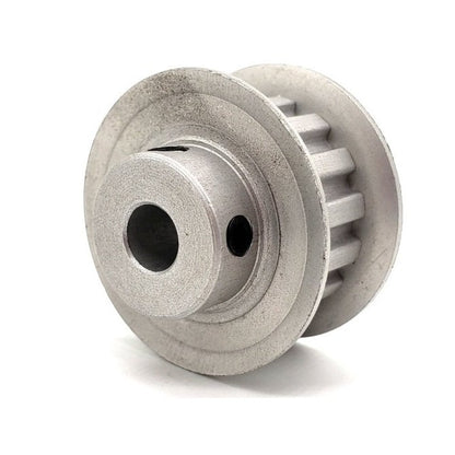 Timing Pulley   18 Tooth 9mm Wide - 10 mm Bore  - Finished Aluminium - Double Flanged - 3 mm HTD Curvelinear Pitch - MBA  (Pack of 1)
