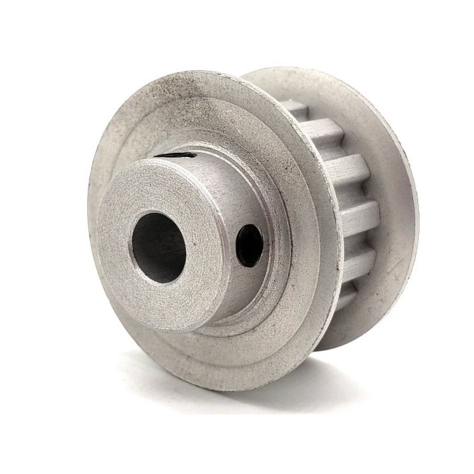 Timing Pulley   22 Tooth 9mm Wide - 14 mm Bore  - Keyed Aluminium - Double Flanged - 3 mm HTD Curvelinear Pitch - MBA  (Pack of 1)