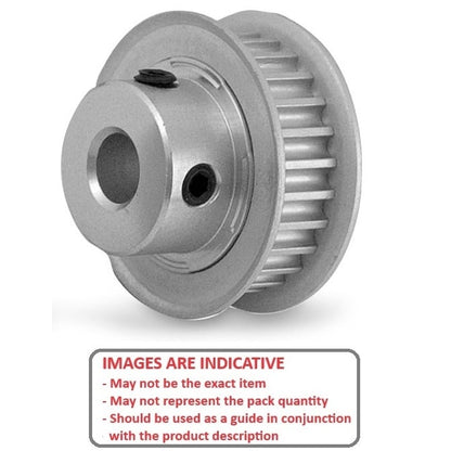 Timing Pulley   24 Tooth x 9 mm Wide - 6.35 mm Bore  -  Aluminium - Double Flanged - 3 mm GT Curvelinear Pitch - MBA  (Pack of 1)