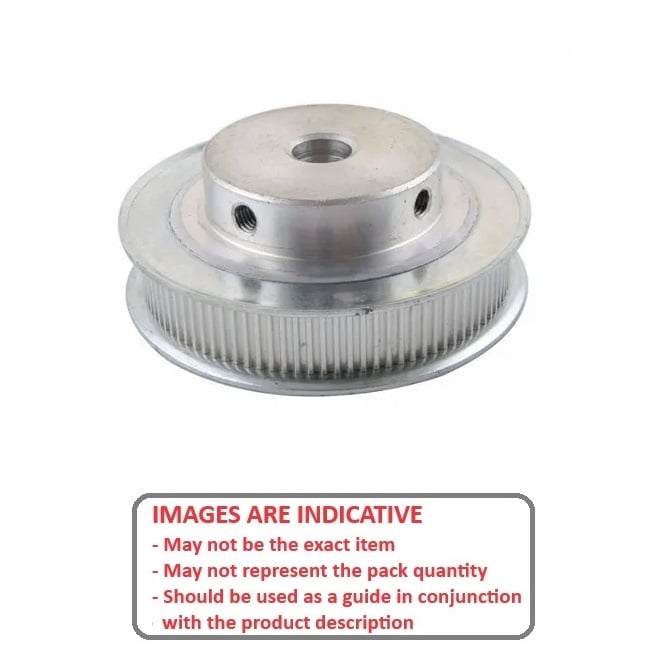 Timing Pulley   45 Tooth x 9 mm Wide - 6.35 mm Bore  -  Aluminium - Double Flanged - 3 mm GT Curvelinear Pitch - MBA  (Pack of 1)