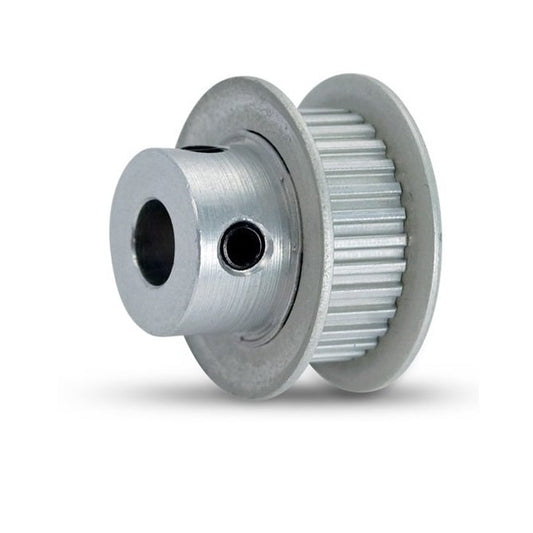 Timing Pulley   32 Tooth x 6.4 Wide - 6.35 mm Bore  -  Aluminium - Double Flanged - 2.032 mm (0.08 Inch) MXL Trapezoidal Pitch - MBA  (Pack of 1)
