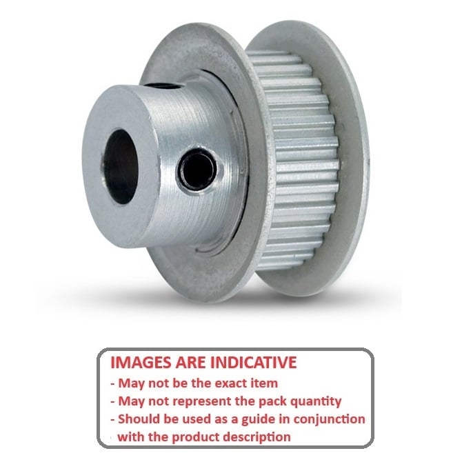 Timing Pulley   30 Tooth x 6.4 Wide - 6.35 mm Bore  -  Aluminium - Double Flanged - 2.032 mm (0.08 Inch) MXL Trapezoidal Pitch - MBA  (Pack of 1)