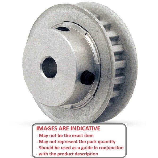 Timing Pulley   44 Tooth x 6.4 Wide - 6.35 mm Bore  -  Aluminium - Double Flanged - 2.032 mm (0.08 Inch) MXL Trapezoidal Pitch - MBA  (Pack of 1)