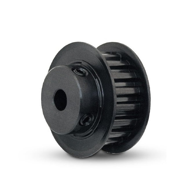 Timing Pulley   14 Tooth x 19.05 Wide - 9.525 mm  - Unfinished Bore No Set Screws Steel - Black Oxide - Double Flanged - 9.525 mm (3/8 Inch) L Series Trapezoidal Pitch - MBA  (Pack of 1)