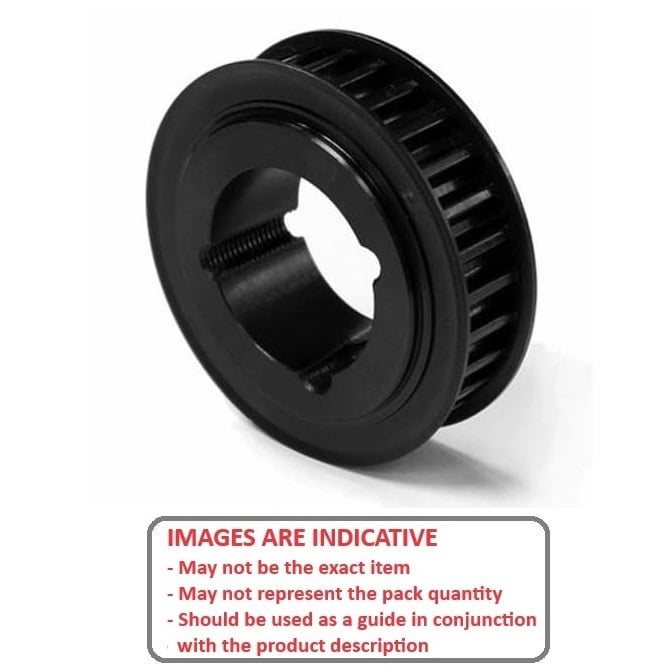 Timing Pulley   27 Tooth x 20 mm Wide - 1108 Taperlock Bore  -  Steel - Black Oxide - Double Flanged - 8 mm GT Curvelinear Pitch - MBA  (Pack of 1)