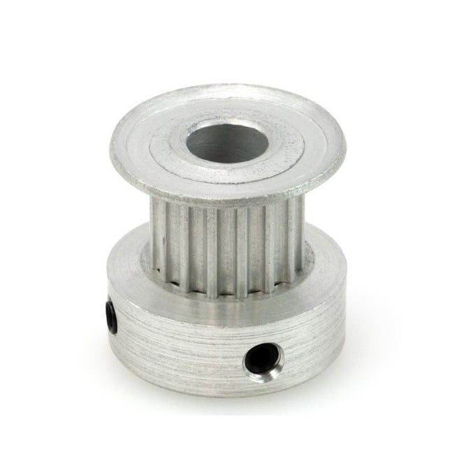 Timing Pulley   18 Tooth 9mm Wide - 5 mm Bore  - Finished Aluminium - Flanged with Raised Hub - 3 mm HTD Curvelinear Pitch - MBA  (Pack of 1)