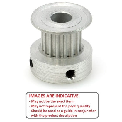 Timing Pulley   16 Tooth 9mm Wide - 5 mm Bore  - Finished Aluminium - Flanged with Raised Hub - 3 mm HTD Curvelinear Pitch - MBA  (Pack of 1)