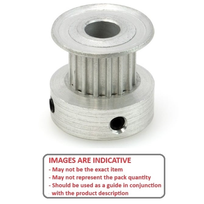 Timing Pulley   16 Tooth 9mm Wide - 6.35 mm Bore  - Finished Aluminium - Flanged with Raised Hub - 3 mm HTD Curvelinear Pitch - MBA  (Pack of 1)