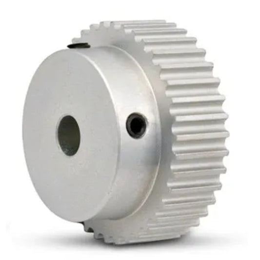 Timing Pulley   44 Tooth 9mm Wide - 6.35 mm Bore  - Finished Aluminium - Unflanged - 3 mm HTD Curvelinear Pitch - MBA  (Pack of 1)