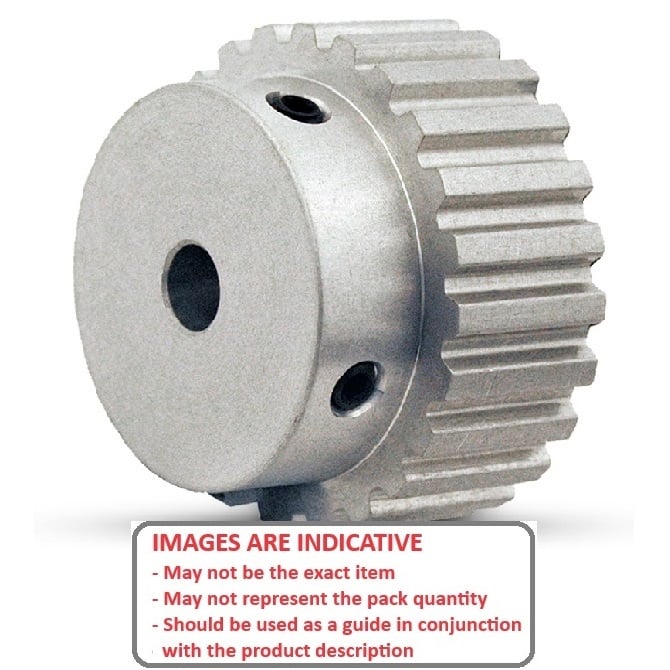 Timing Pulley   12 Tooth x 9 mm Wide - 6 mm Bore  -  Aluminium - Unflanged - 5 mm HTD Curvelinear Pitch - MBA  (Pack of 1)