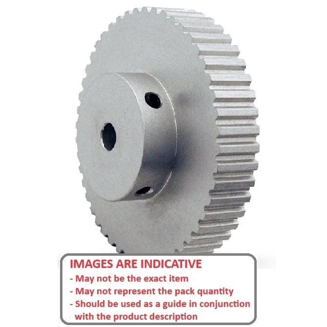 Timing Pulley   62 Tooth 9mm Wide - 8 mm Bore  - Finished Aluminium - Unflanged - 3 mm HTD Curvelinear Pitch - MBA  (Pack of 1)