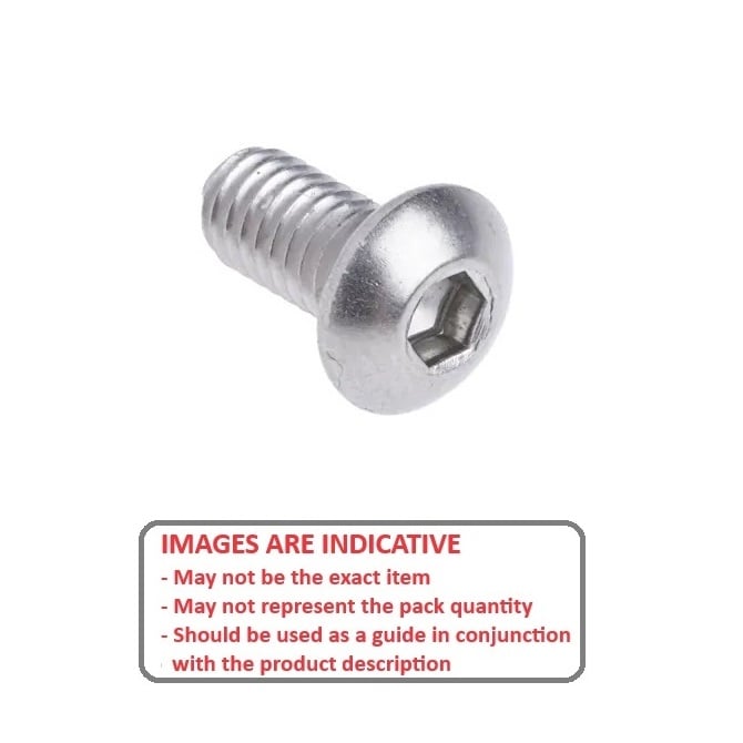 Screw    M5 x 8 mm  -  304 Stainless - Button Socket - MBA  (Pack of 100)