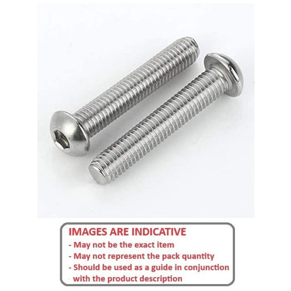 Screw 5/16-18 UNC x 50.8 mm 304 Stainless - Button Socket - MBA  (Pack of 50)