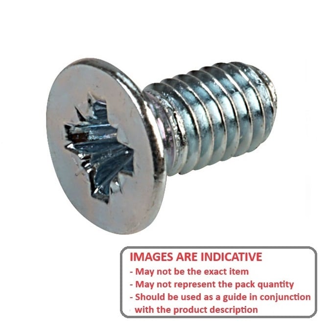 Screw    M2.5 x 6 mm  -  Zinc Plated - Countersunk Pozidrive - MBA  (Pack of 100)