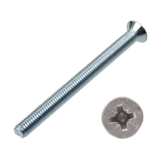 Screw    M10 x 50 mm  -  Zinc Plated Steel - Countersunk Pozidrive - MBA  (Pack of 100)