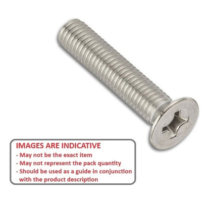 Screw    M2.5 x 12 mm  -  316 Stainless - Countersunk Philips - MBA  (Pack of 100)