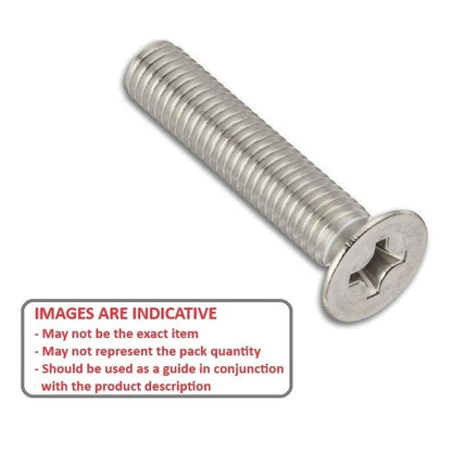 Screw    M3 x 12 mm  -  316 Stainless - Countersunk Philips - MBA  (Pack of 100)