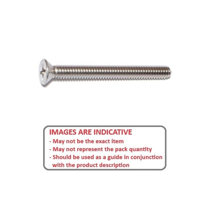 Screw    6-32 UNC x 38.1 mm  -  304 Stainless - Countersunk Philips - MBA  (Pack of 100)