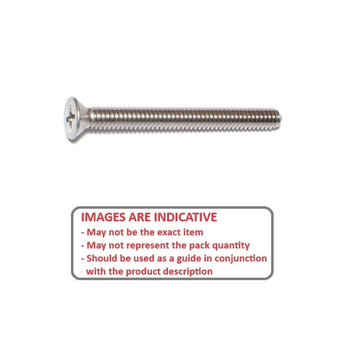 Screw 6-32 UNC x 19.1 mm 304 Stainless - Countersunk Philips - MBA  (Pack of 20)