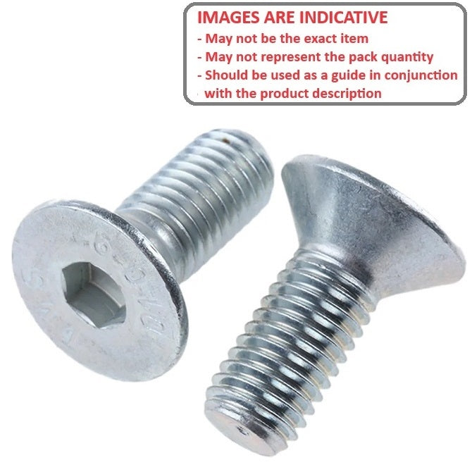 Screw 5/16-24 UNF x 12.7 mm Zinc Plated Steel - Countersunk Socket - MBA  (Pack of 50)