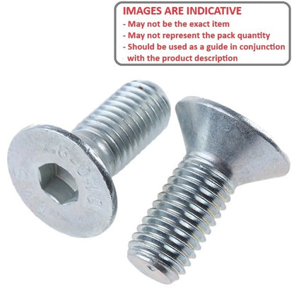 Screw 3/8-16 BSW x 19.1 mm Zinc Plated Steel - Countersunk Socket - MBA  (Pack of 50)
