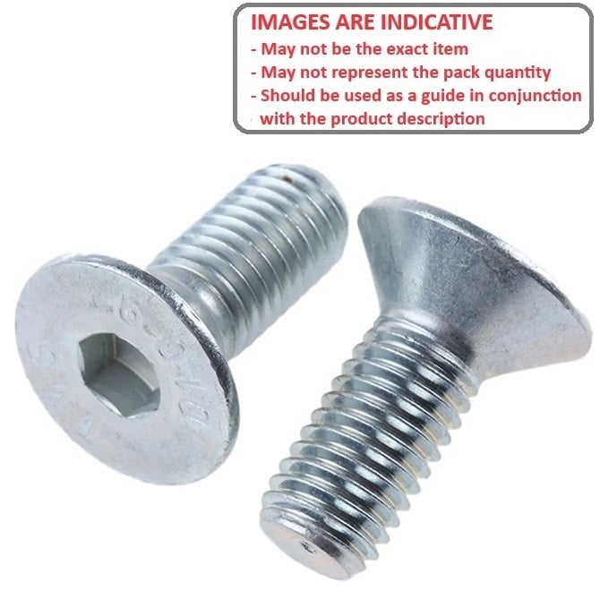 Screw 10-24 UNC x 7.9 mm Zinc Plated Steel - Countersunk Socket - MBA  (Pack of 50)