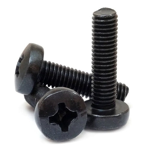 Screw 4-40 UNC x 6.4 mm Black Oxide Steel - Pan Head Philips - MBA  (Pack of 50)