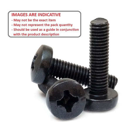 Screw 4-40 UNC x 6.4 mm Black Oxide Steel - Pan Head Philips - MBA  (Pack of 50)